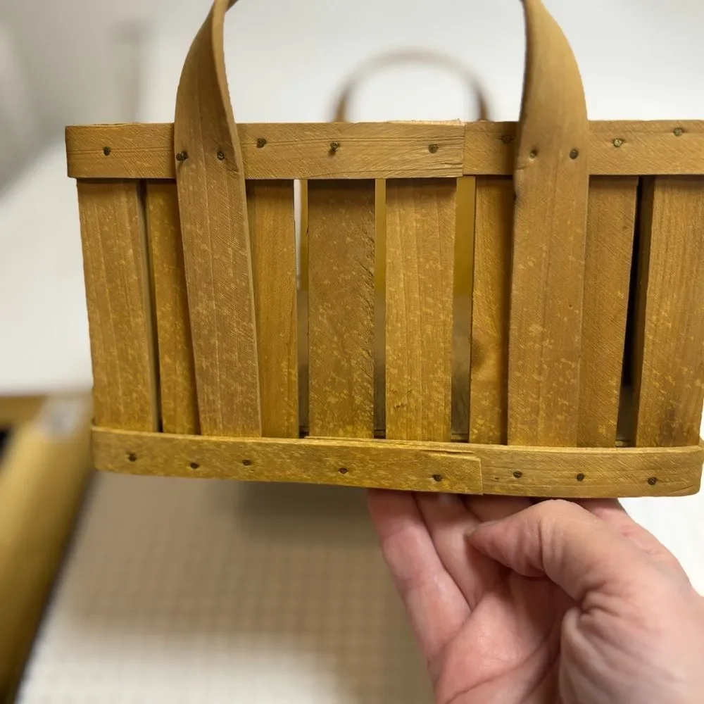 Rustic Wooden Basket with Apple Design